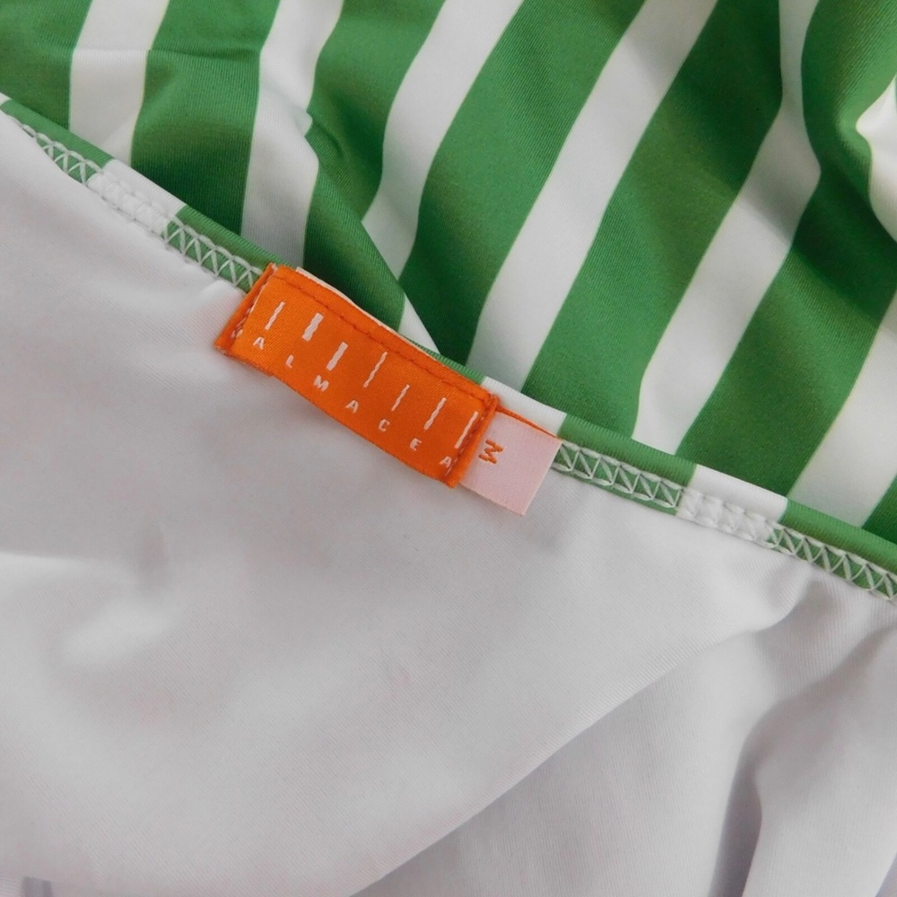 Anthropologie Green and White Striped Ruffle One-Piece Swim - Picture 11 of 13
